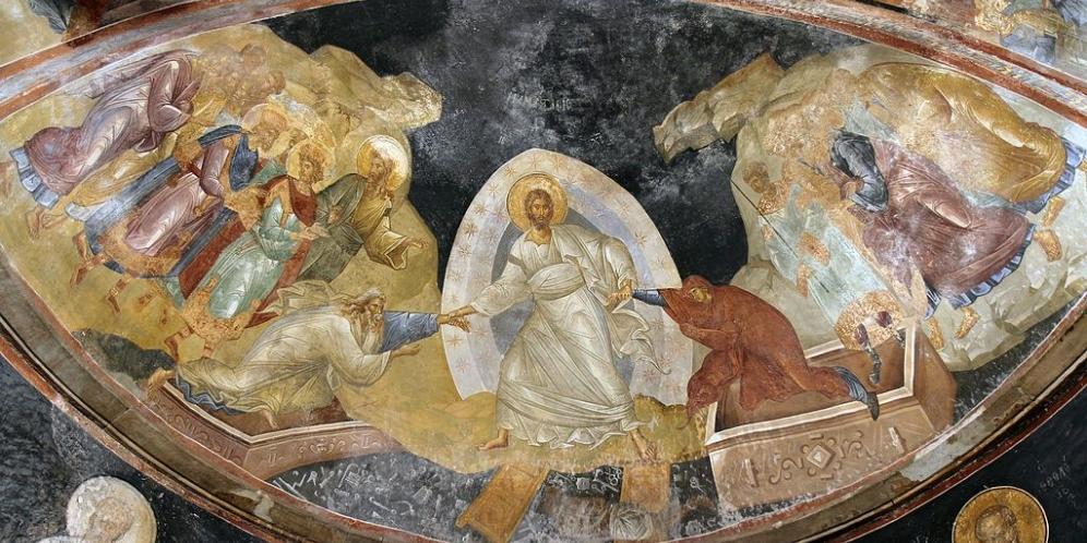 Auferstehung (Anástasis ), 'Höllenfahrt' Christi, Chora-Kirche, Istanbul, um 1315 gemalt, lange Zeit übertüncht, nach 1948 restauriert