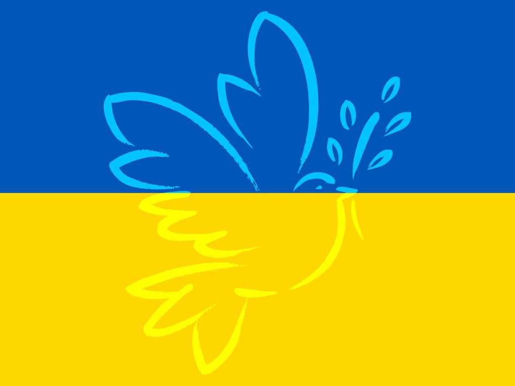 Ukraine-Flagge mit Friedenstaube