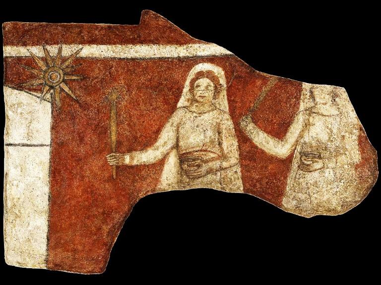 Frauenprozession - Darstellung aus der Hauskirche in Dura Europos, heute Syrien (3. Jh., Baptisterium, Nordwand)
