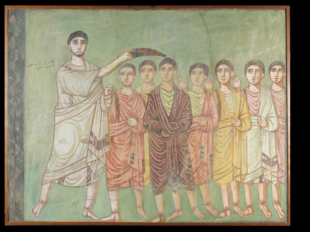 Samuel salbt David, Synagoge Dura Europos, Syrien, 3. Jh.