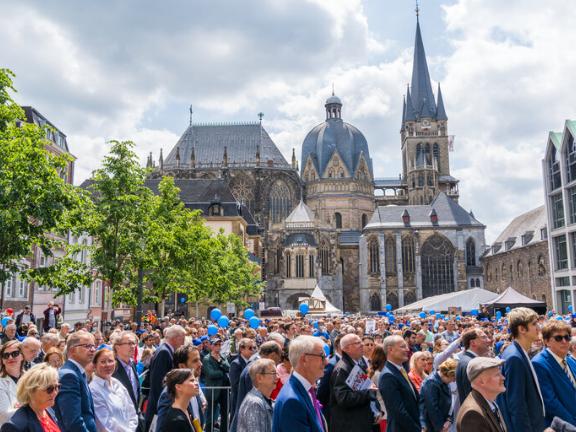 Offizieller Besuch von Roberta Metsola, Präsidentin des Europäischen Parlaments, in Aachen anlässlich der Verleihung des Karlspreises 2022