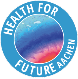 Logo von 'Health for Future', rund, mit Schriftzug